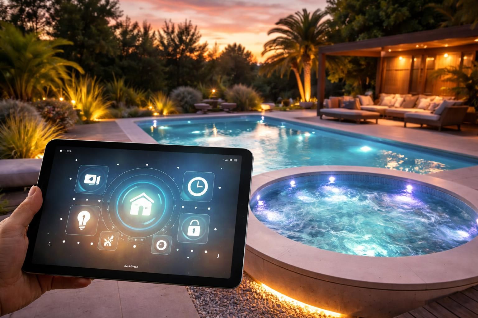 découvrez comment automatiser les prises et les horaires de votre piscine et spa grâce à une tablette samsung dédiée à la domotique, pour un confort optimal et une gestion simplifiée.