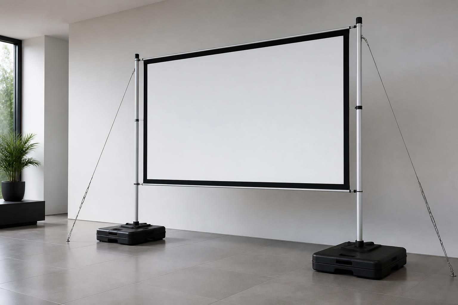 Bases lestées et haubans : installer un écran de projection sans percer