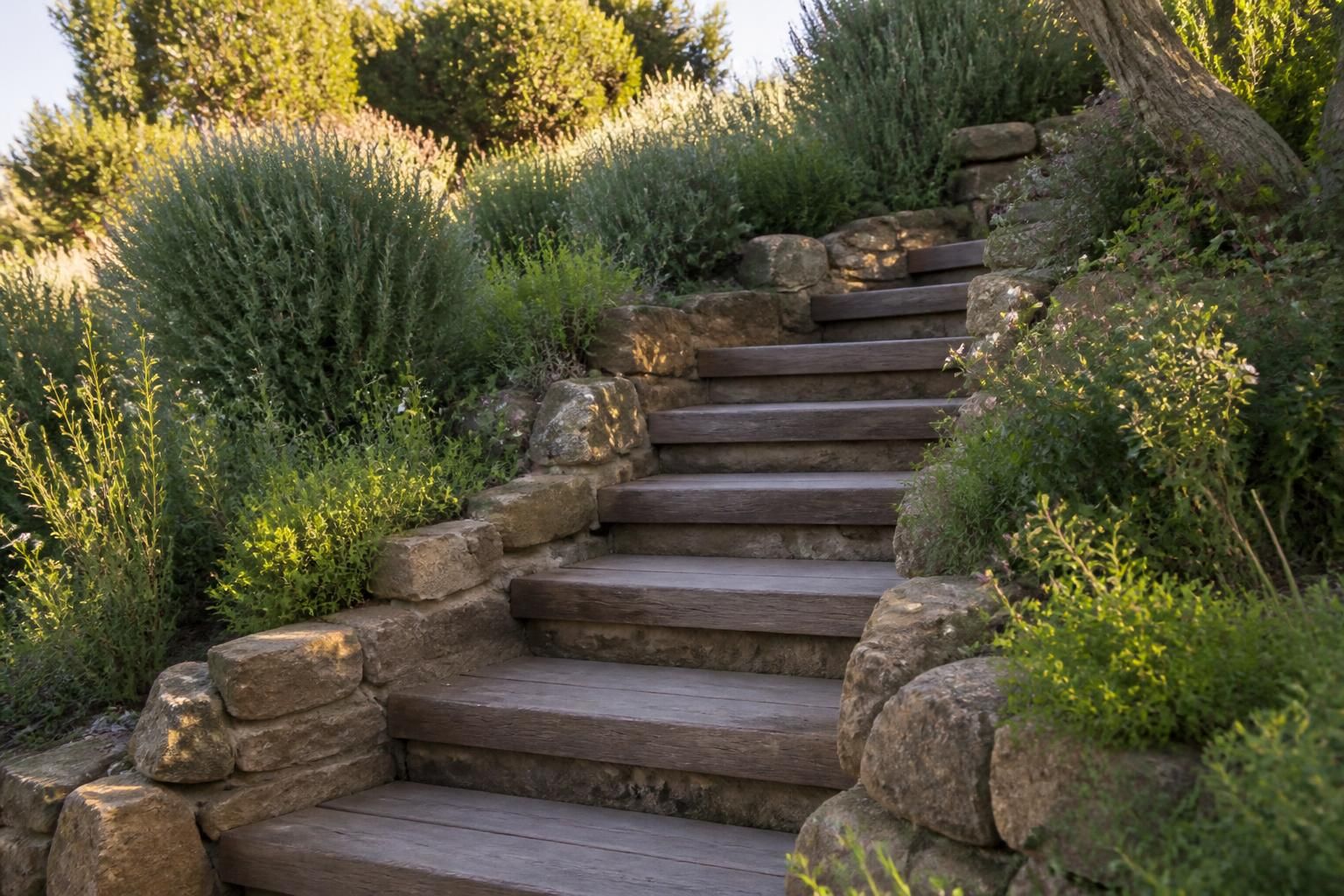 Les matériaux idéaux pour concevoir un escalier dans talus du jardin durable et esthétique