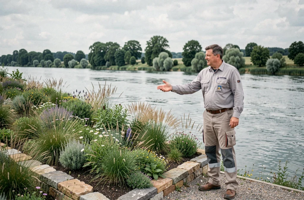 Paysagiste de Val et Loire Paysage présentant un jardin de berge aménagé à Mauves-sur-Loire avec des plantes indigènes